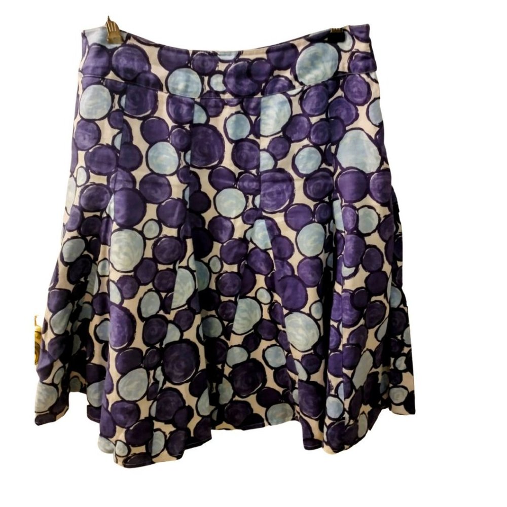 Boden Blue Bubbles Print Linen Circle Skirt Size 10R